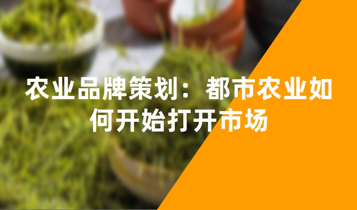 農業(yè)品牌策劃：都市農業(yè)如何開始打開市場