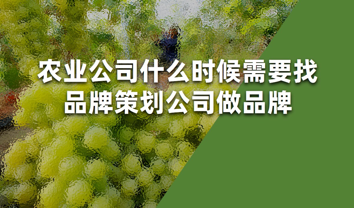 農業(yè)公司什么時候需要找品牌策劃公司做品牌